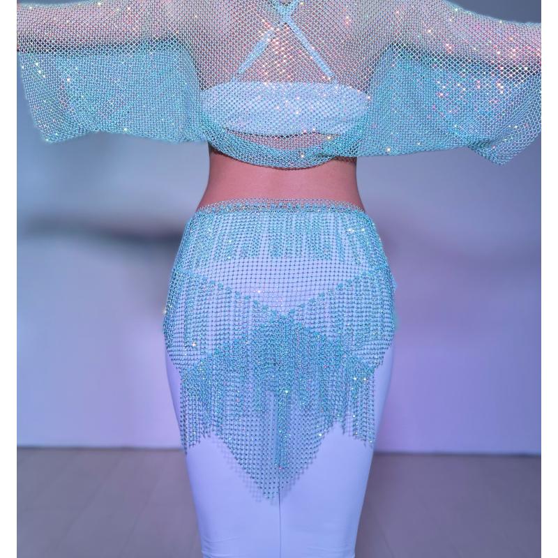 尼罗河之约新款肚皮舞网钻繁星流苏臀巾亮钻腰链精致小三角念熹款