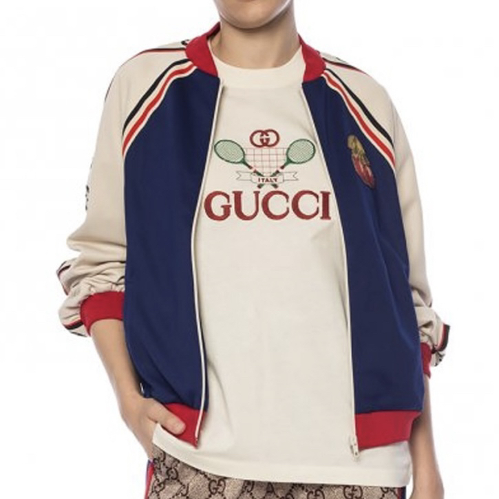 全新未使用 GUCCI/古驰  蓝色樱桃徽夹克外套/M码/全新带吊/51780