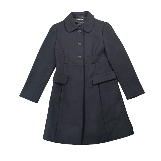 99新 MIU MIU/缪缪 MIU MIU黑色长款羊毛大衣/38码/98新/51788