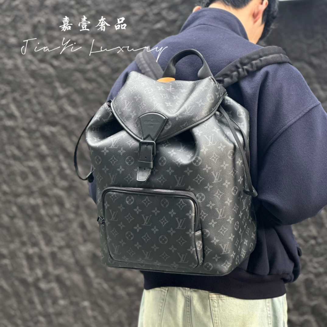 99新 LouisVuitton/路易威登 嘉壹（6390 ）montsouris黑老花双肩包