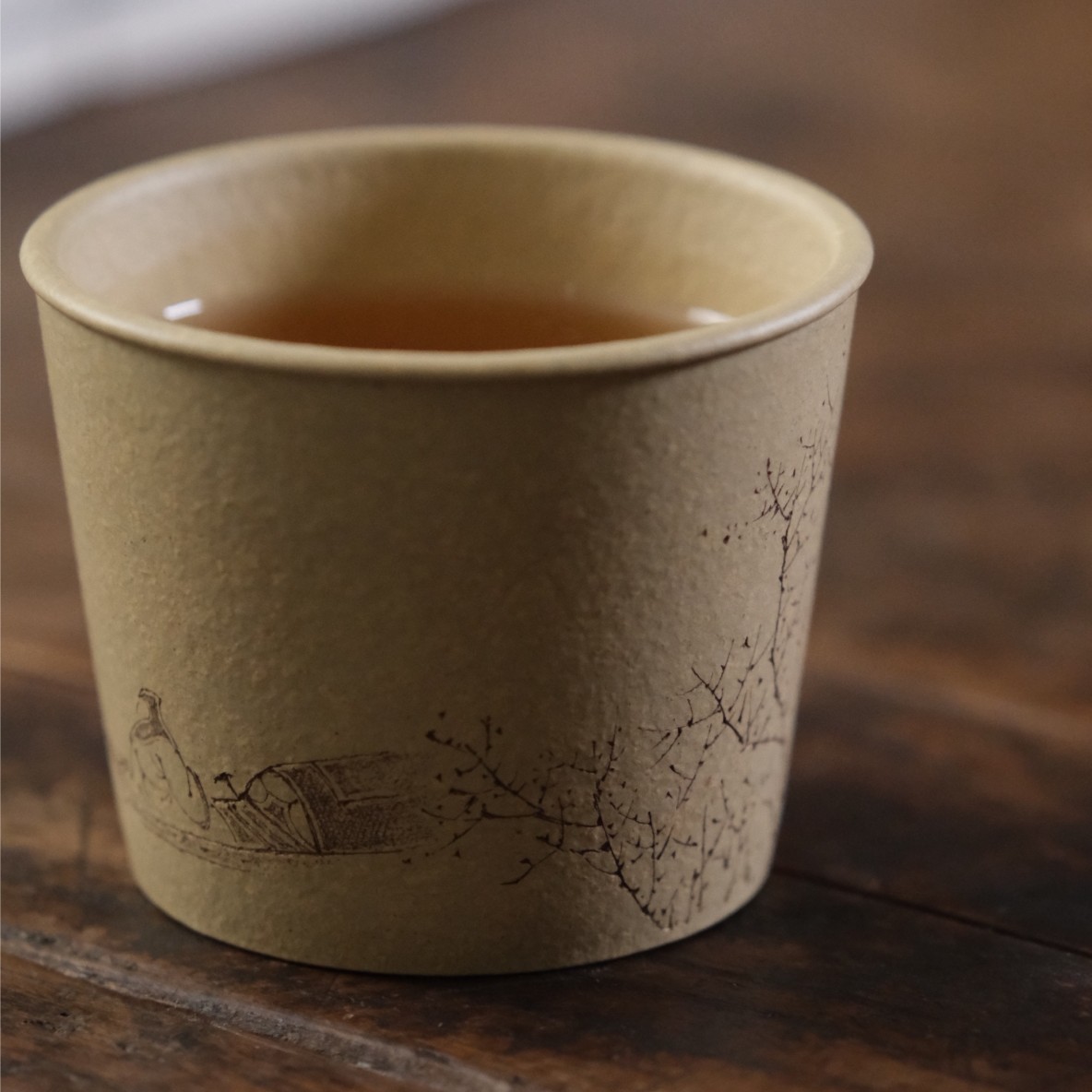 品茗杯 王翔老师刻绘 白泥  100cc 纯手工 主人杯紫砂杯