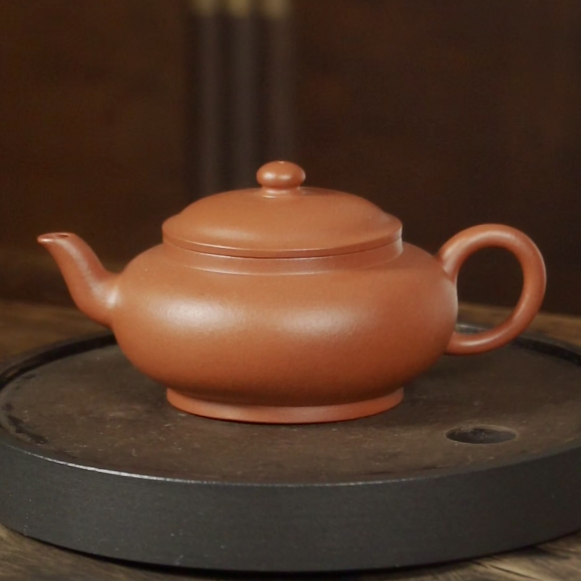 泽物 史鹏文 扁灯壶 朱泥 130cc 师承朱勤勇老师全手工紫砂壶