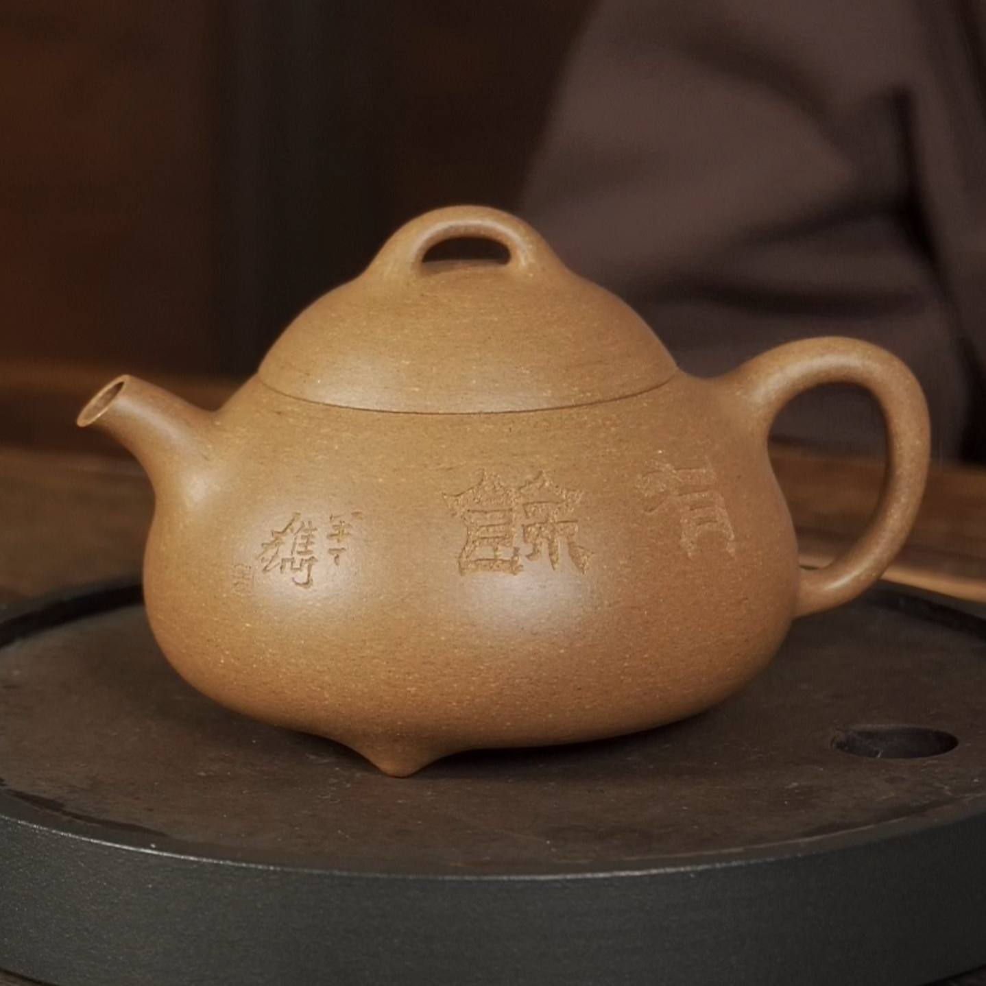 泽物 | 张新茹横云段泥165cc 吴东元老师刻绘 全手工紫砂壶文旦壶