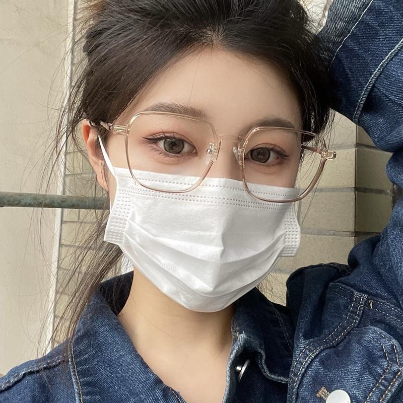 专业配超轻近视眼镜女可配有度数散光透明冷茶色方圆脸眼睛框镜架