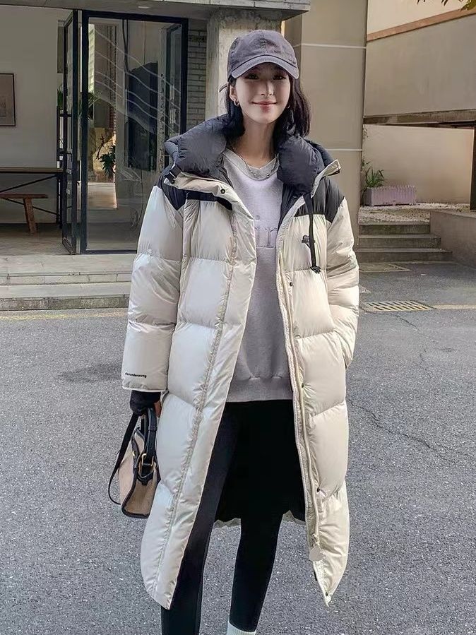 波司澄 2023冬季新款长款白鸭绒羽绒服女过膝爆款爱心韩版宽松保