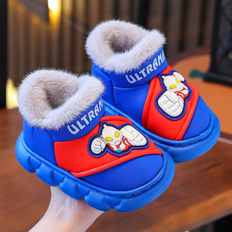 EVA奥特曼无味儿童棉鞋靴子pu皮软底防滑加绒加厚保暖男女童棉鞋