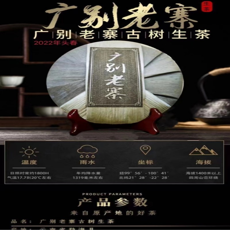 滇友云南普洱茶生茶勐海广别老寨古树茶200克古树生普
