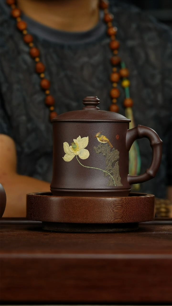 【闪购商品】紫砂茶壶z14盖杯竹节把