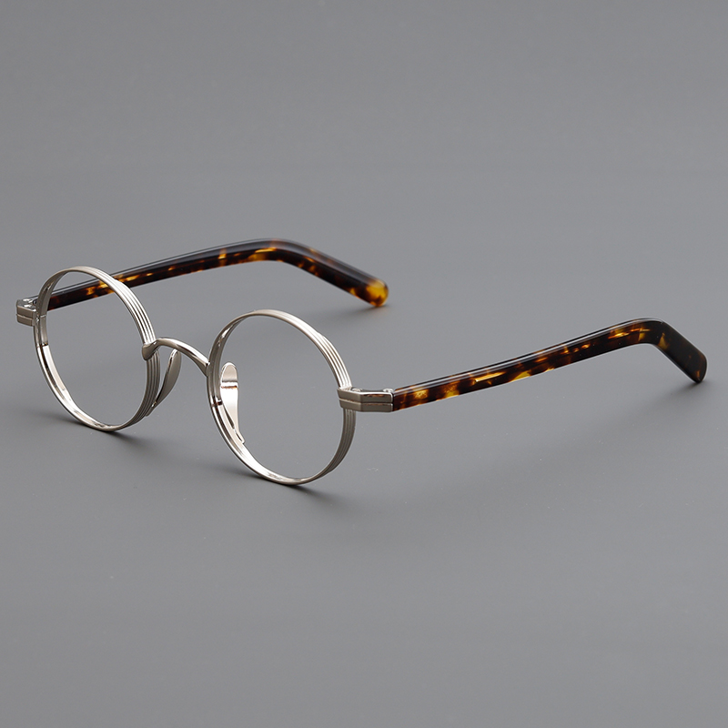 民国手工复古小圆框金丝眼镜框玳瑁脚男女小脸瘦适合高度数眼镜架