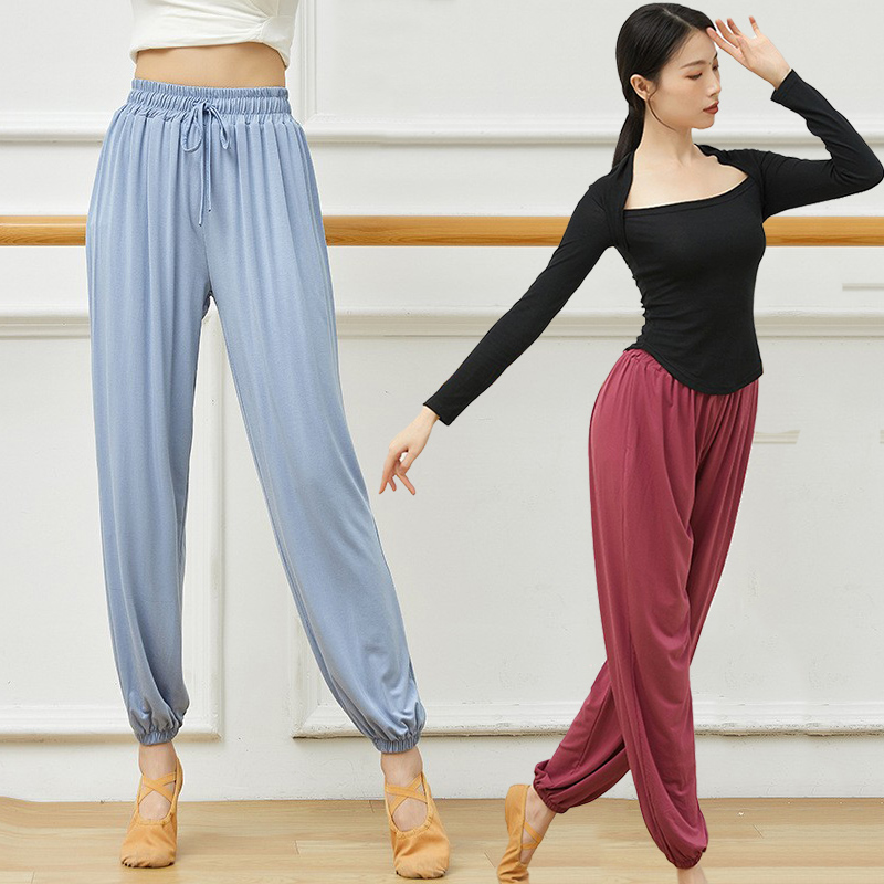 现代舞女练功裤莫代尔健身宽松灯笼裤瑜伽裤高腰古典舞舞蹈裤大码