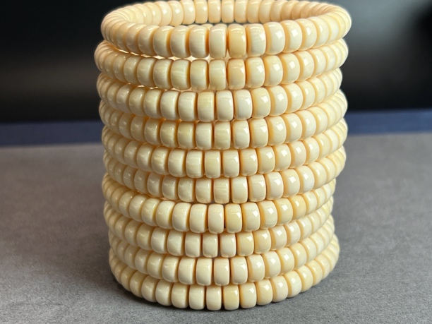 猛犸牙-【藏式药片手串6*3/52颗】上等品质，归圆度很好