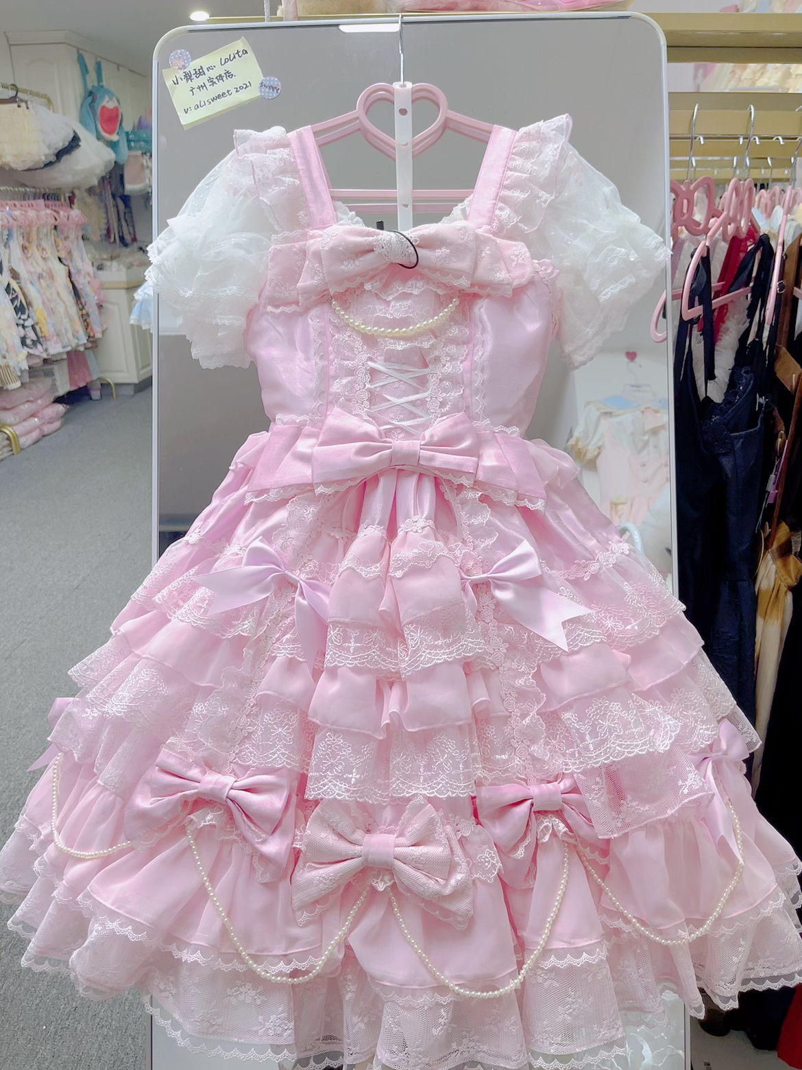 现货爱意降临吊带裙lolita日常公主白色裙子蕾丝日系甜美少女华丽