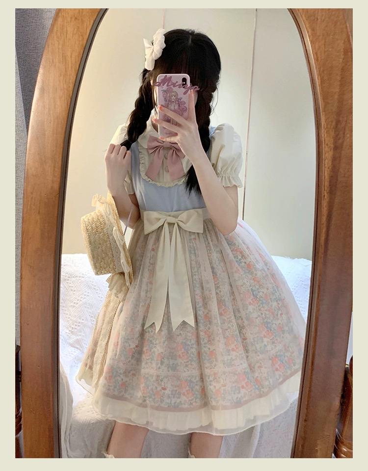 现货春日纪温柔纯欲cla暗纹提花Lolita日常日系甜美裙子