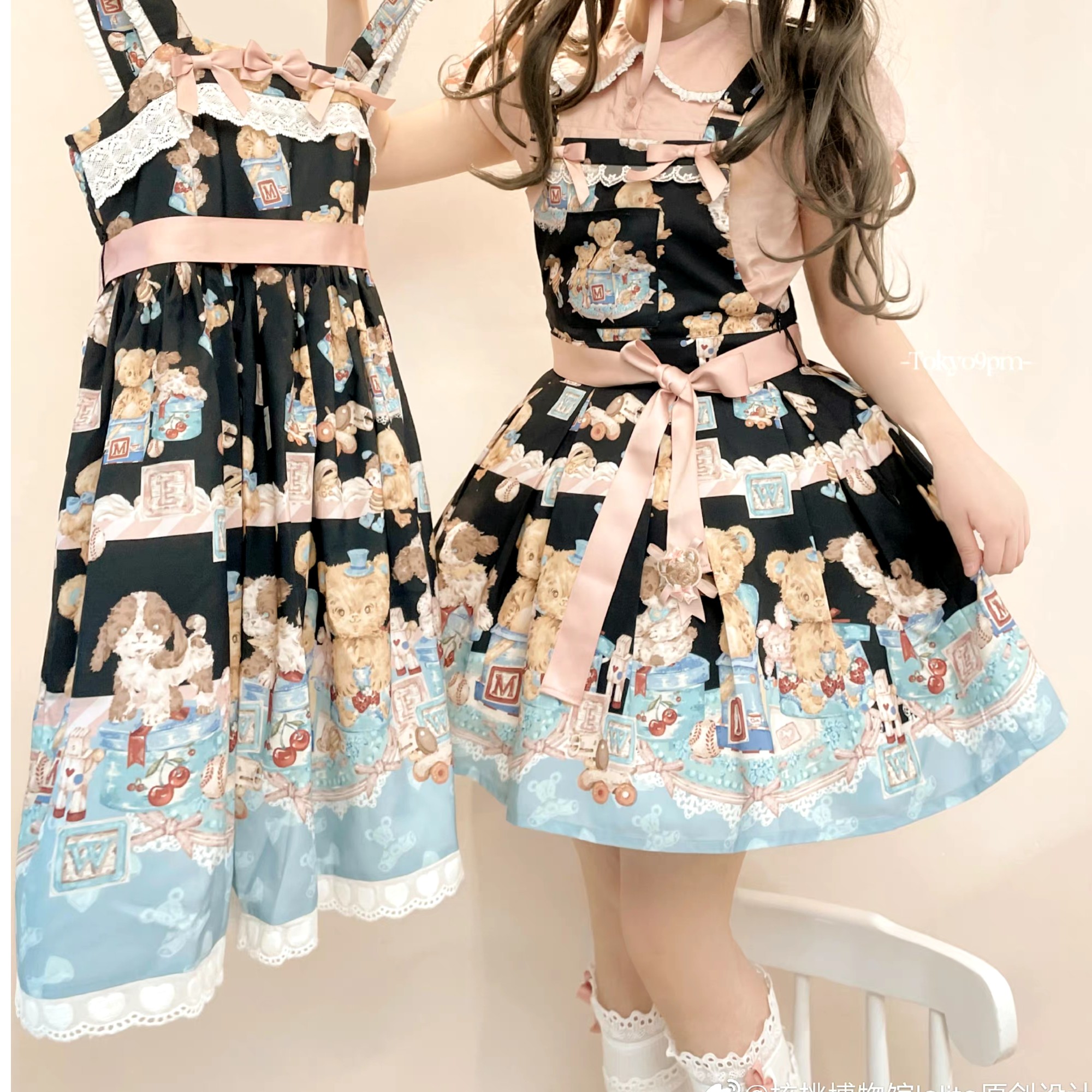 *现货*玩具黑白色现货掉落夏季少女lolita日常印花甜美日系衣服