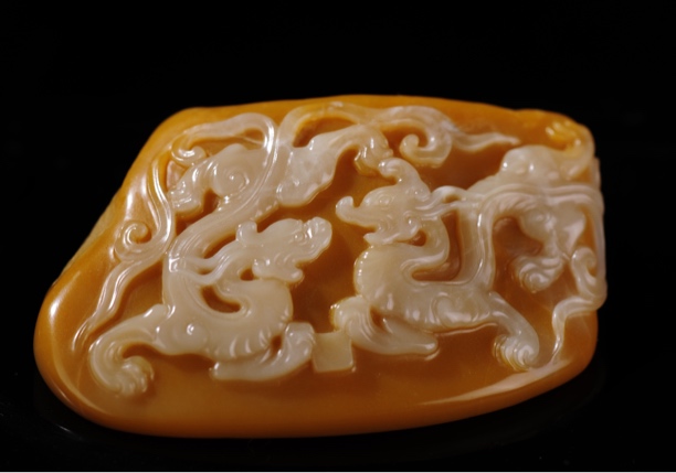 寿山旗降石螭龙器物