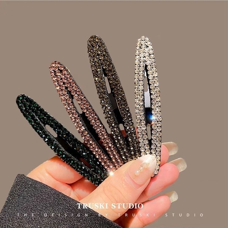 新款气质水钻碎发夹刘海侧边碎发一字夹后脑勺掰掰bb夹头饰女发卡