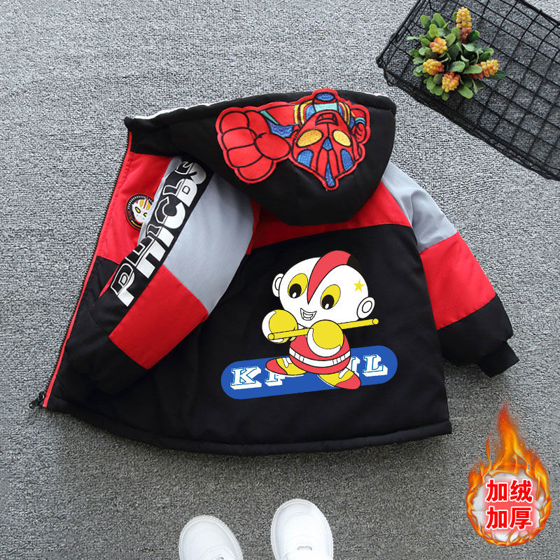 【新年热门】男童加绒外套冬季加厚儿童冬款卡通款棉衣2024新款宝