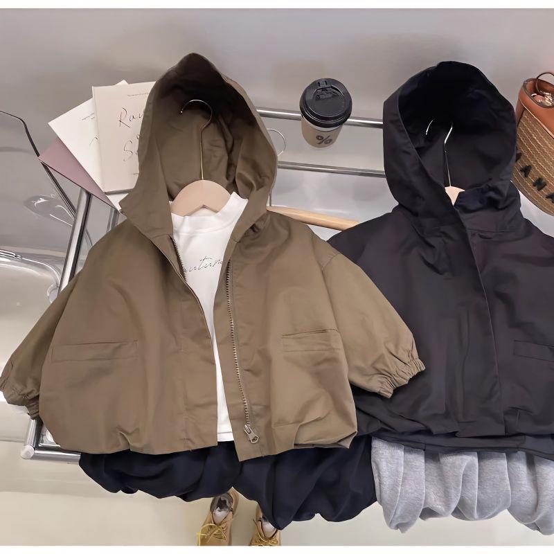 童装儿童外套2024春秋中小童男女童休闲时尚连帽外套女宝宝夹D57