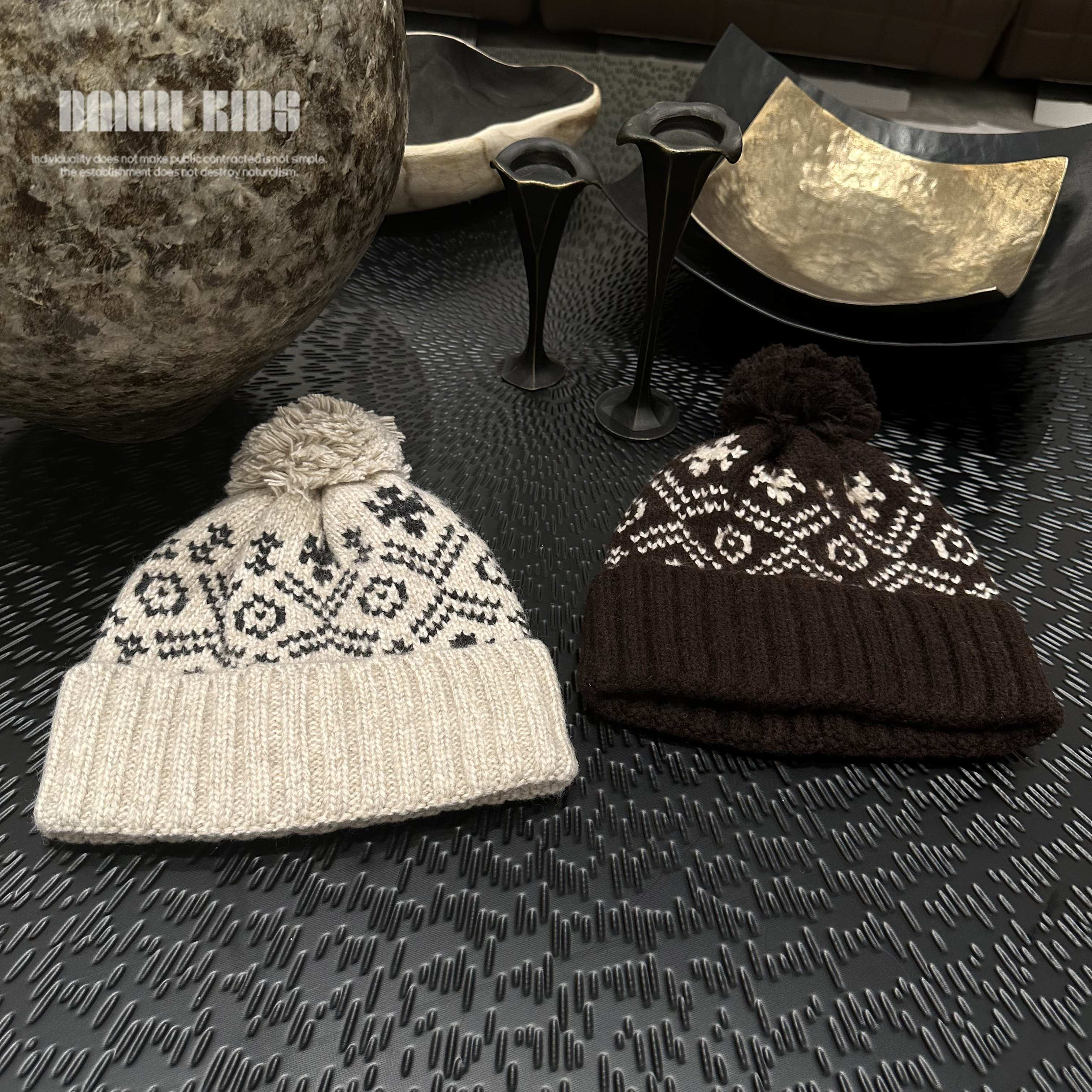 儿童时尚秋冬季韩版时尚百搭民族风针织毛线帽儿童毛线帽子