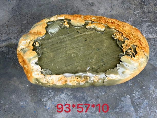 端砚绿端荷花牛茶盘，喜欢的朋友可以联系我们哦