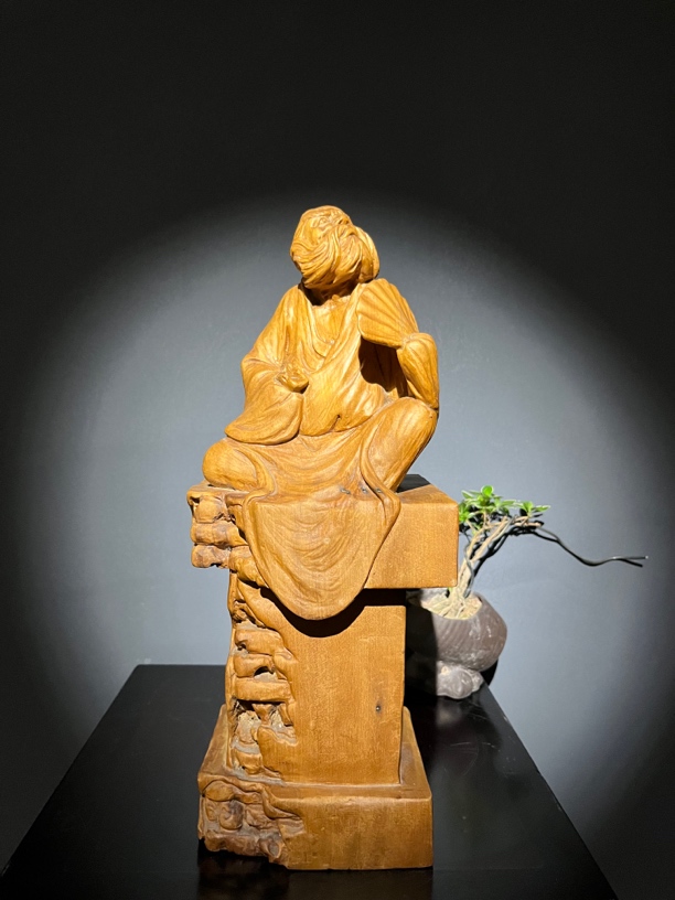 财气赐福 天师福神【钟馗】手工茶盘根雕桌面摆件尺寸：长14宽14高34