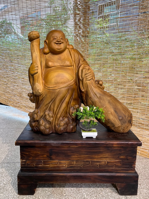 称心如意 满载而归【弥勒佛】根雕落地摆件 尺寸：长82宽40高110