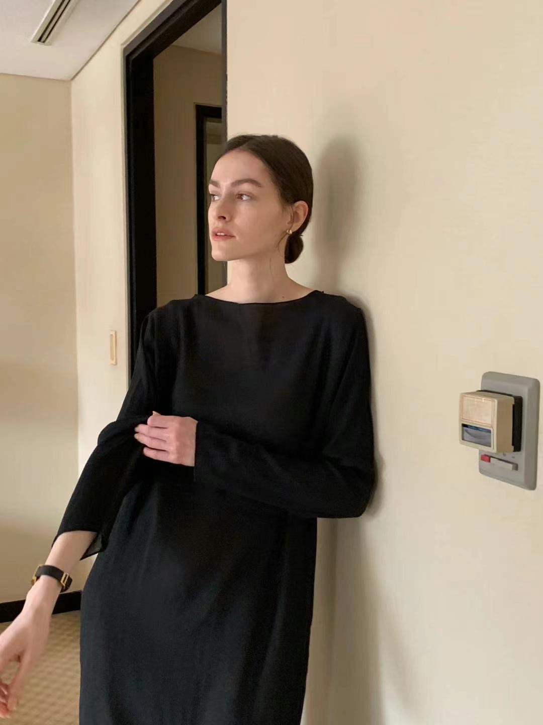 韩国东大门2024秋季休闲显瘦气质长袖连衣裙