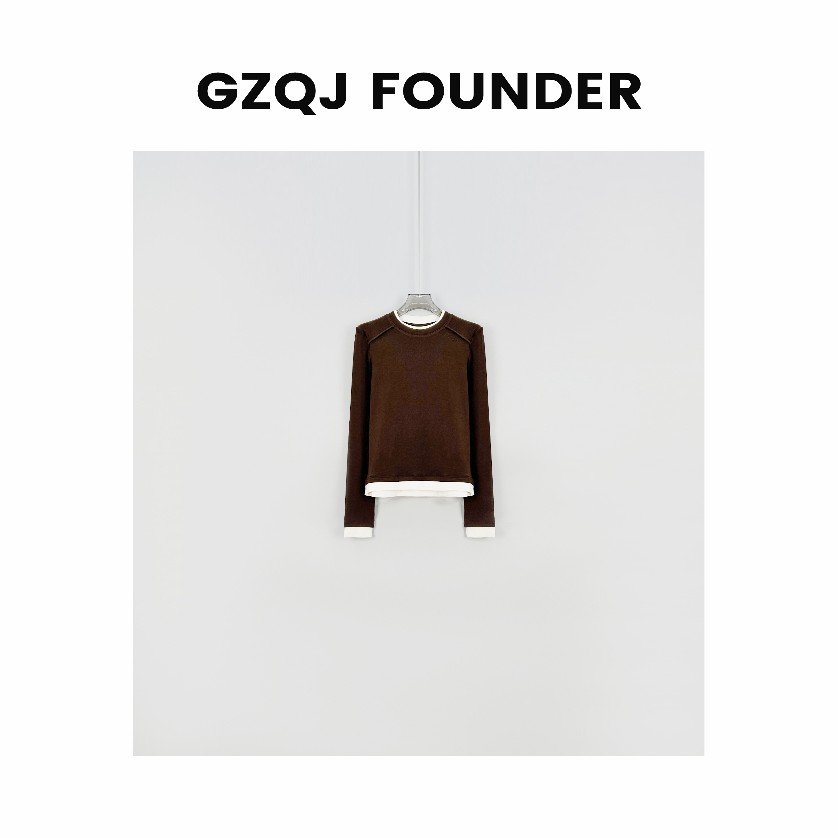 广州琴姐【生活的糖】 设计感时尚百搭加绒长袖显瘦T恤女 0182