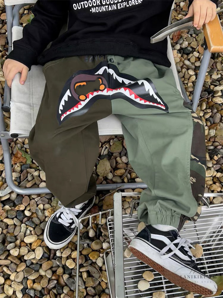 *2068【双拼鲨鱼】休闲儿童宽松工装裤