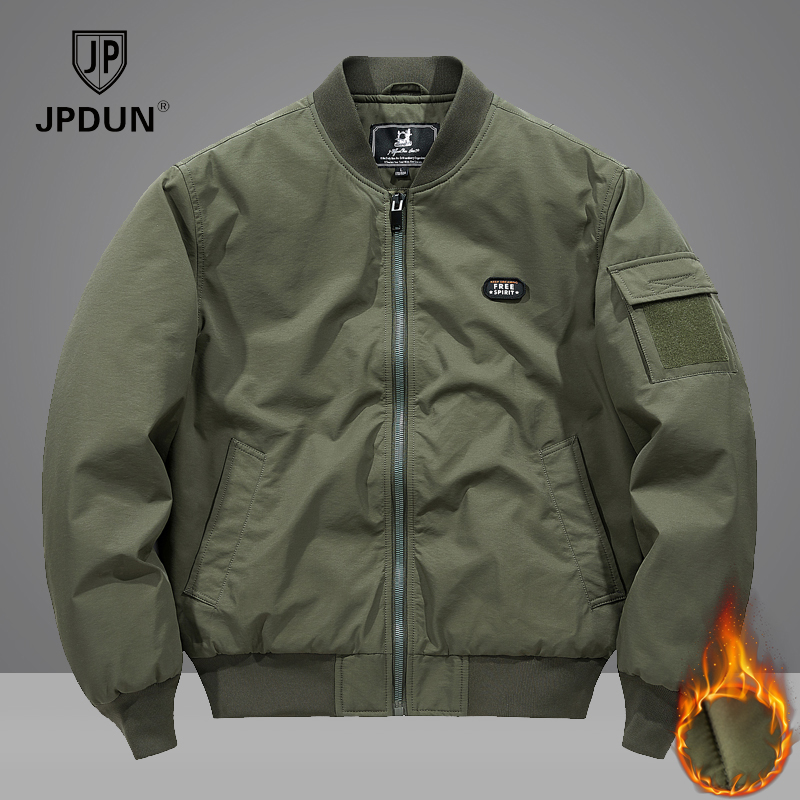 JPDUN/吉普盾男冬季棒球领外套加厚防风保暖棉服宽松透气工装棉衣