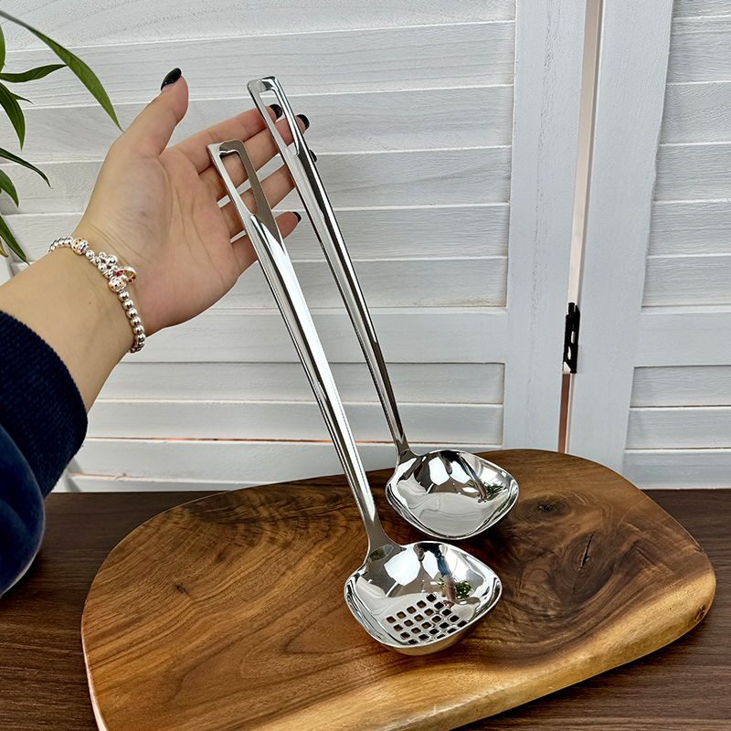 SUS304不锈钢火锅汤勺漏勺长29.5cm 宽7.5cm 厚1.3mm 重123g 119g