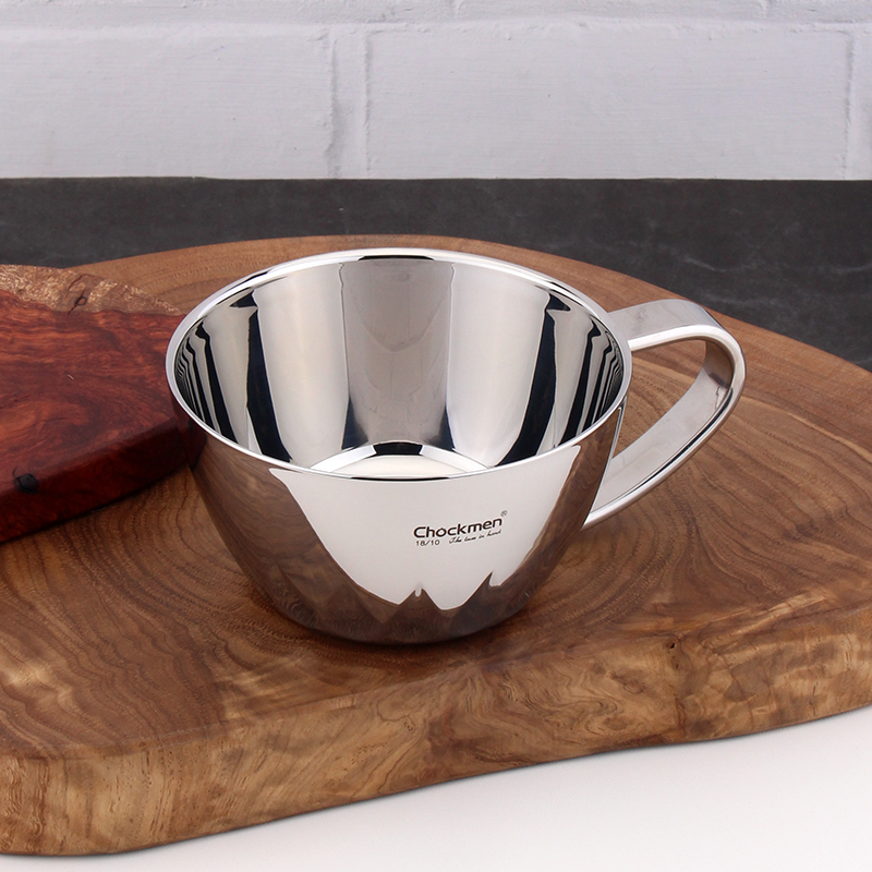 chockmen卓德铭18/10不锈钢莲花双层防烫多用牛奶杯子燕麦早餐杯