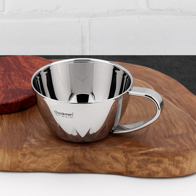 chockmen卓德铭18/10不锈钢莲花双层隔热早餐杯牛奶杯吃饭小碗