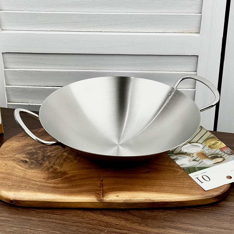 卓德铭18/10不锈钢23.5cm圆底干锅盆火锅盆 高6cm重557g 厚1.5mm