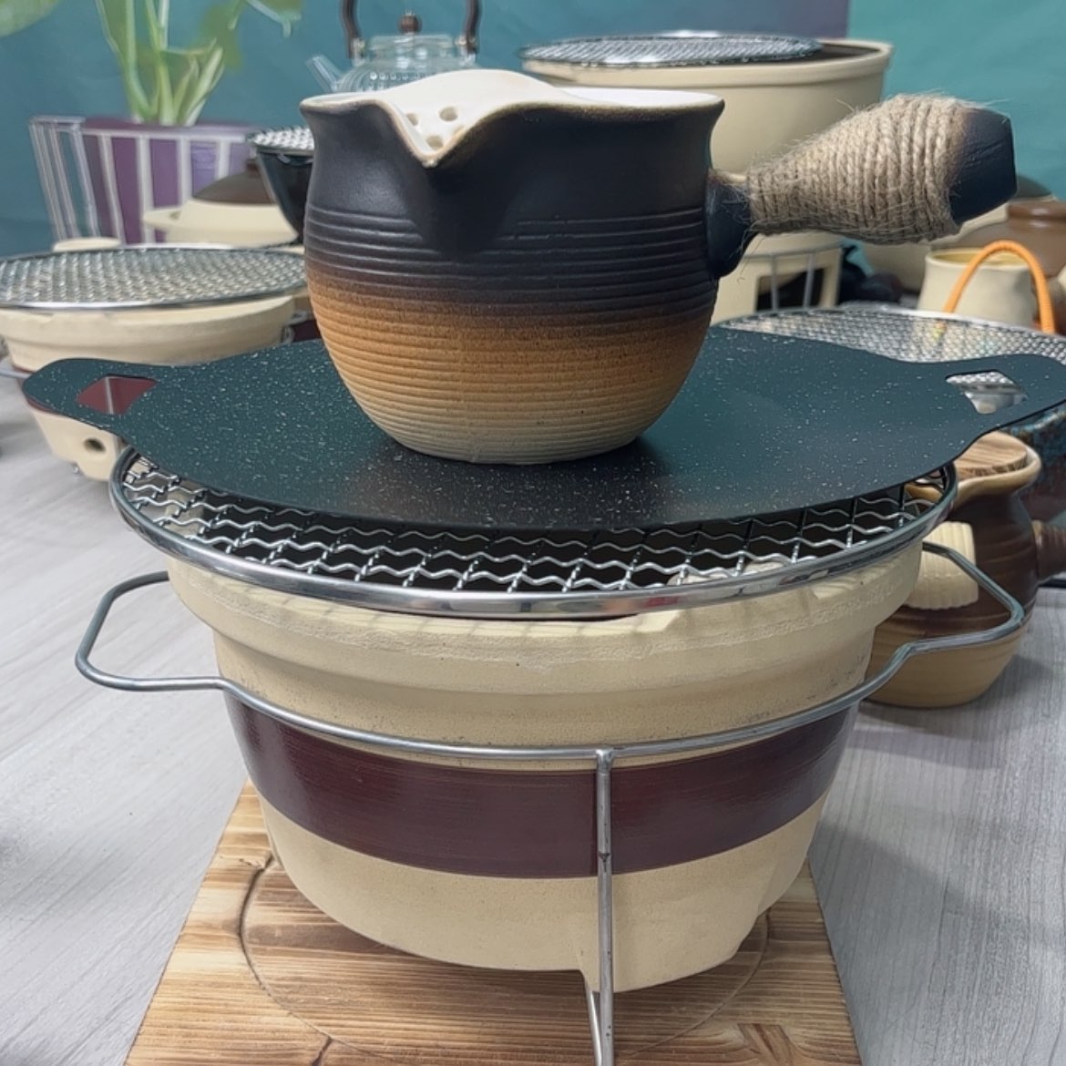 【闪购商品】土陶大号炉、烤网烤盘木板，大号罐