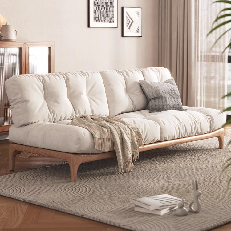 实木云朵沙发客厅小户型现代简约可拆洗科技布ins奶油风直排沙发