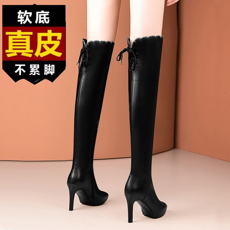 百丽纯爱2023新款真皮长靴软皮秋冬爆款舒适百搭爆款高筒靴加绒马