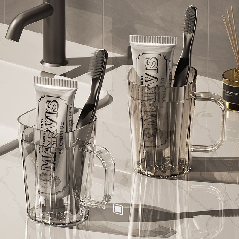 刷牙杯漱口杯情侣牙刷杯儿童洗漱杯家用透明高颜值轻奢牙缸牙具杯
