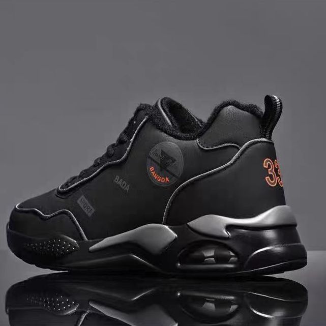 秋冬加绒！加厚保暖男鞋气垫减震厚底耐磨潮鞋时尚跑步款休闲鞋878