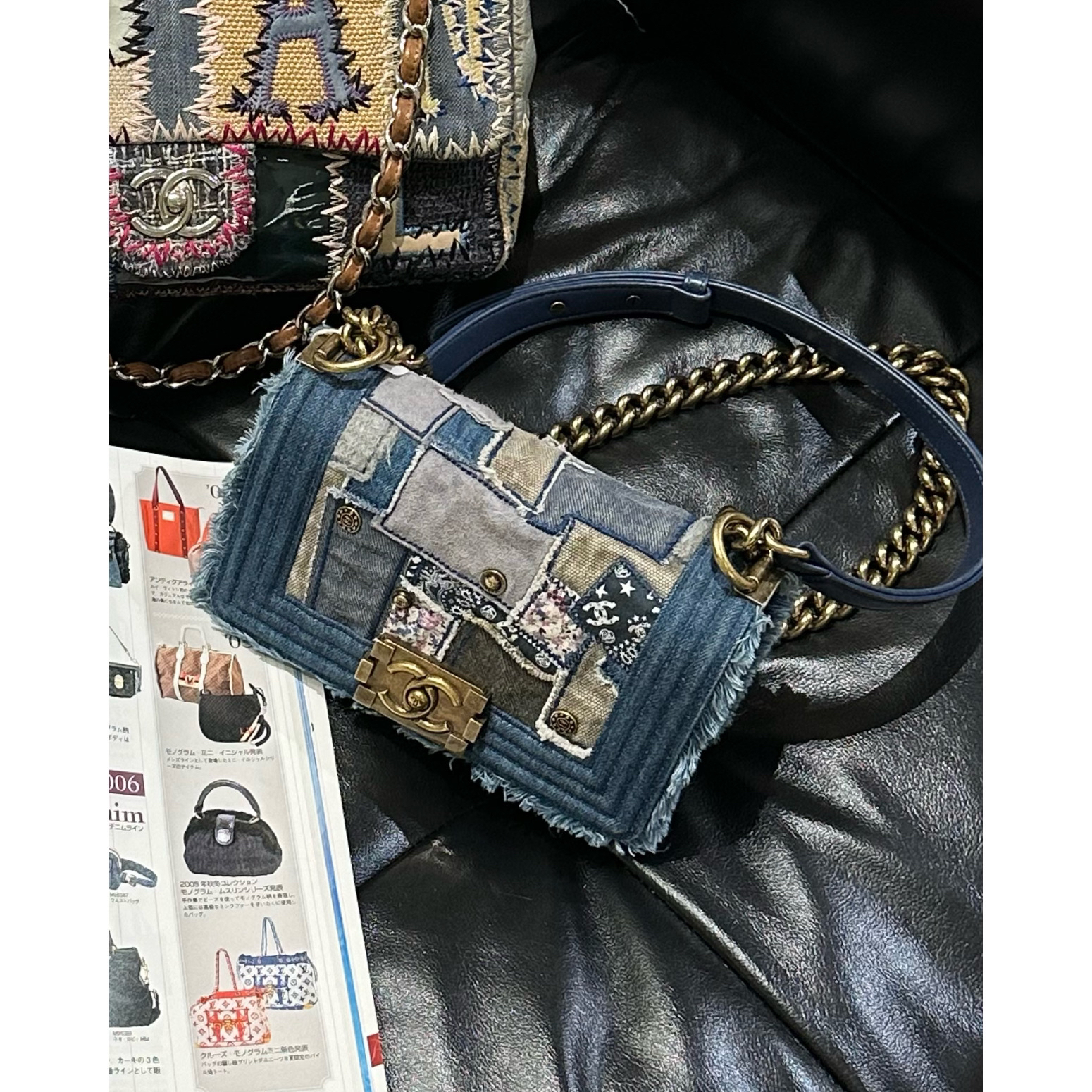 99新 Chanel/香奈儿 只盒/Chanel小号百家布牛仔leboy包