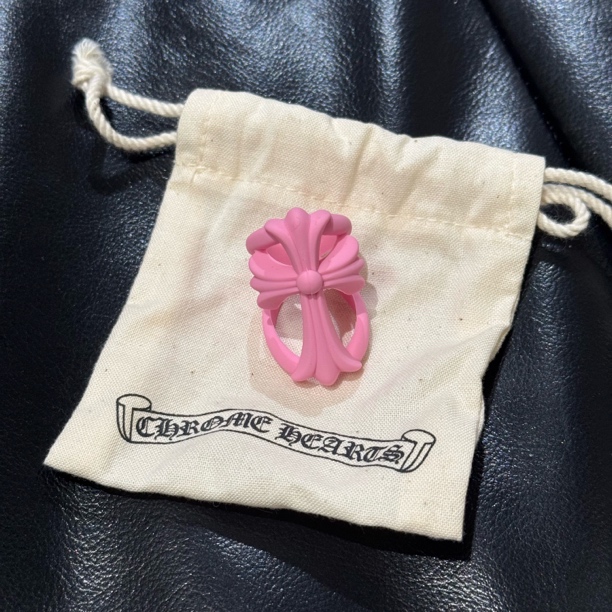 全新未使用 Chrome Hearts/克罗心 只盒/粉色十字架树脂戒指