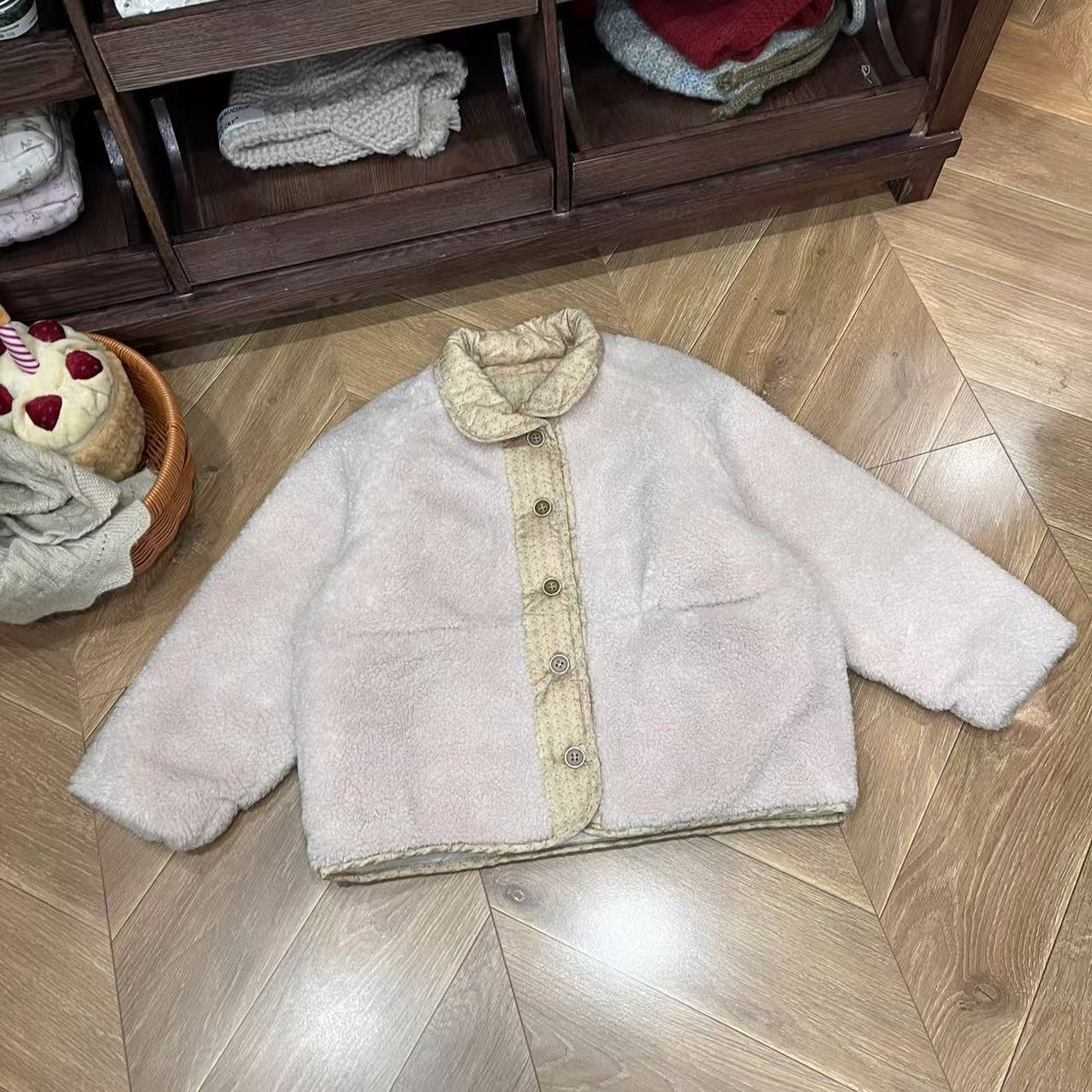 〖姐姐家〗2024冬款儿童萌娃穿搭毛毛翻领外套327058