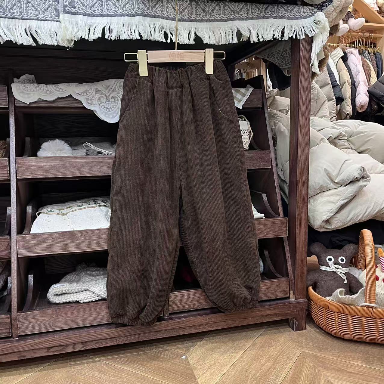 〖姐姐家〗2024冬款儿童脚口素色灯芯绒加厚绒裤zz1126 sy5519