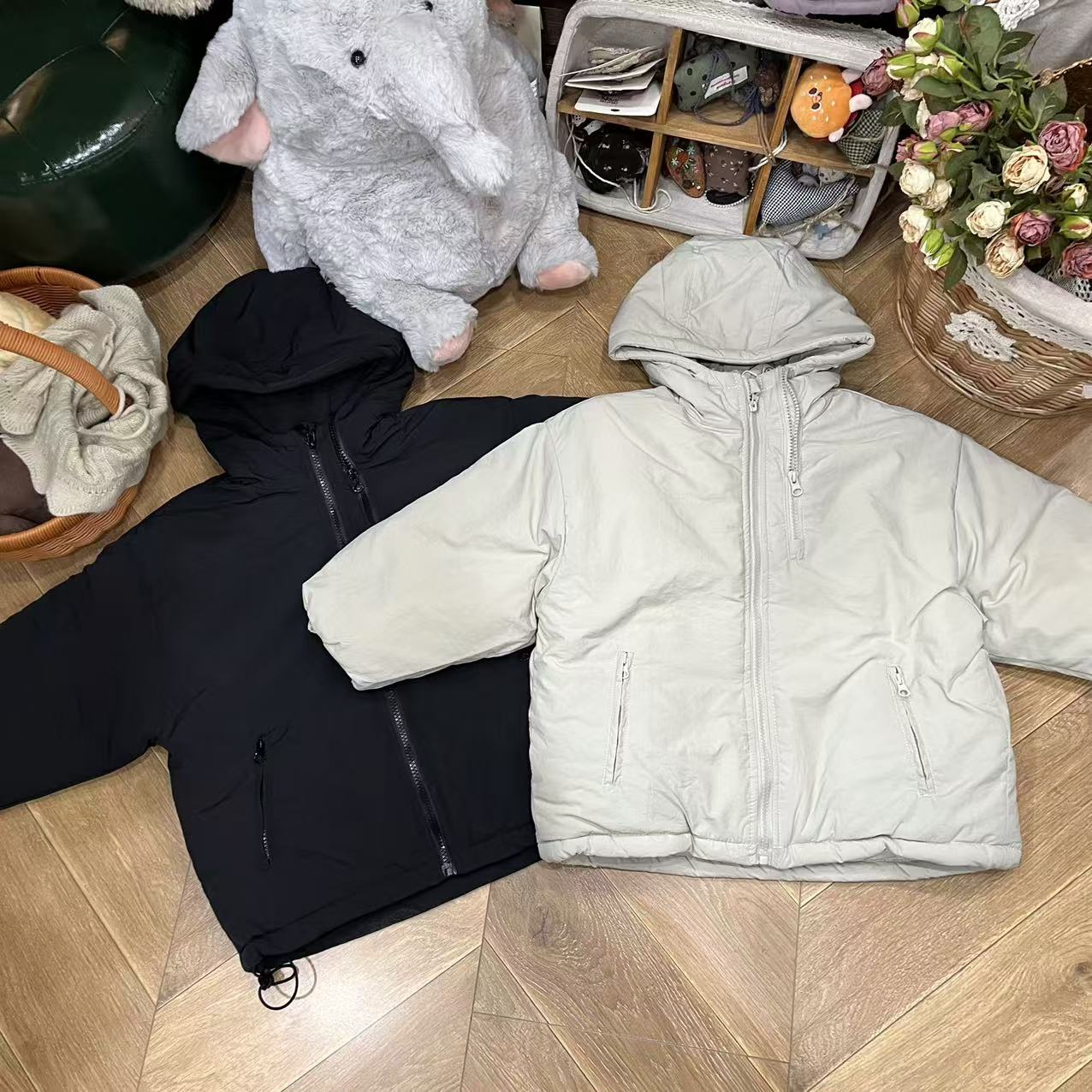 〖姐姐家〗23冬款儿童萌娃穿搭双拉链笑脸带帽外套8359