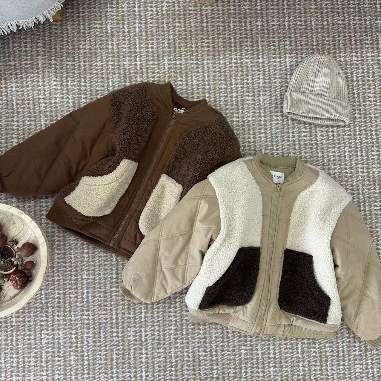 女童羊羔绒外套秋冬款2024新款儿童冬装男童冬季加绒毛毛衣 z038