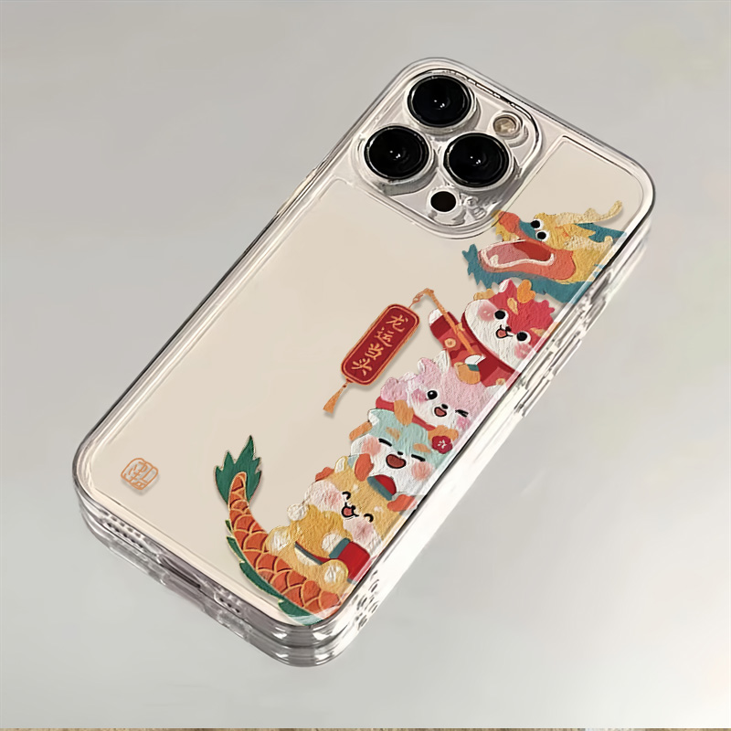 新年龙运当头苹果15PROMax/14/13/12透明壳硅胶潮iPhoneXS手机壳