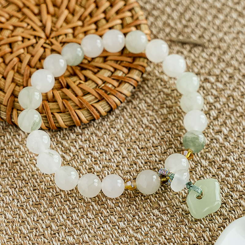 石英质玉天山翠时尚气质轻奢白色百搭气质闺蜜单圈手链-7521
