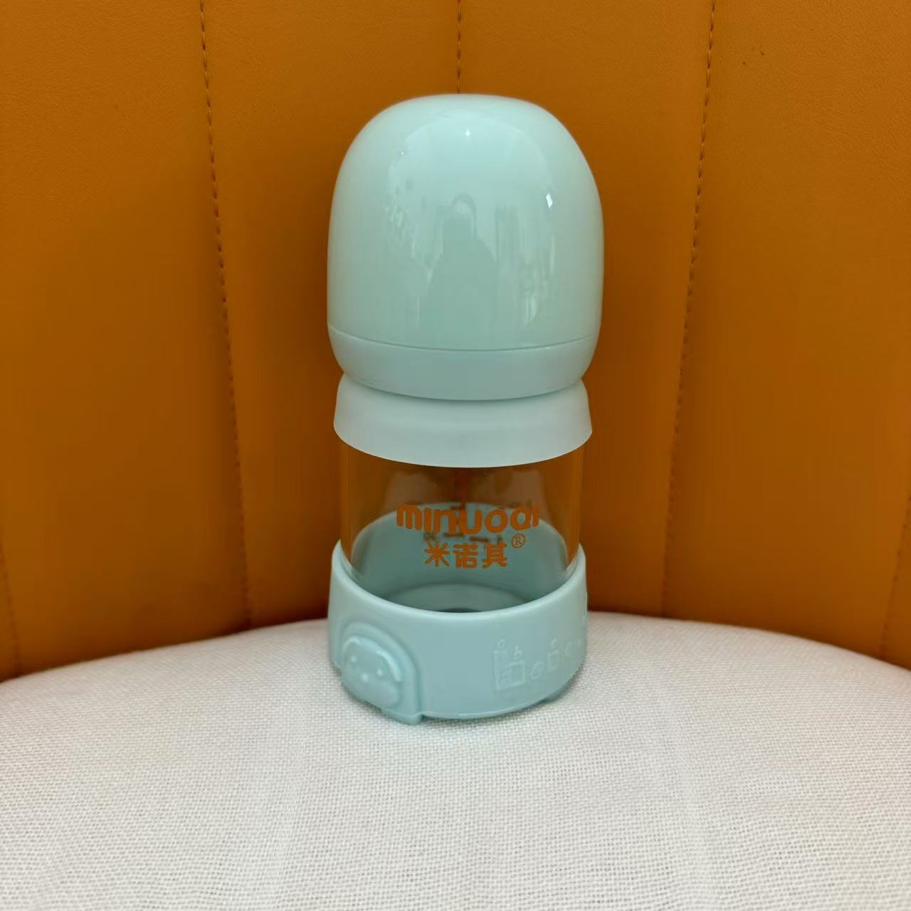 小魔盖玻璃水杯奶瓶新生儿0-6个月宝宝喝水喝奶小流速奶嘴防摔