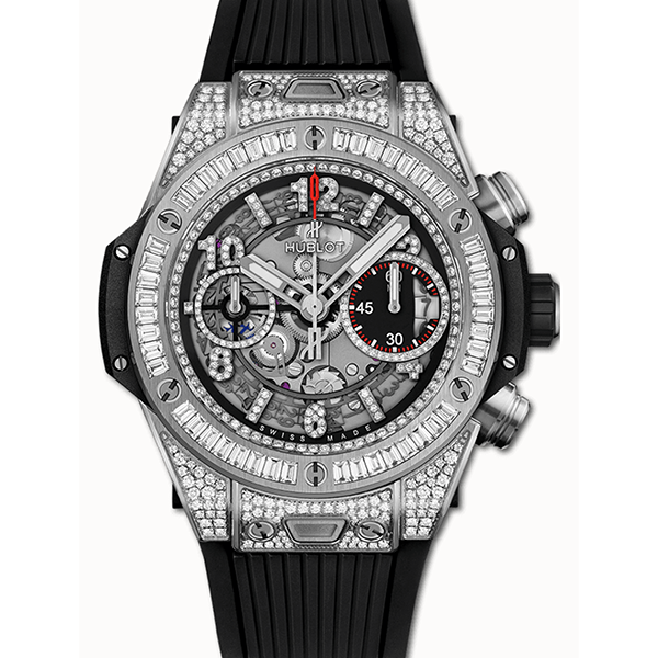 99新 Hublot/宇舶表 老佛爷/宇舶411后升级镶钻/自动/单表/45mm