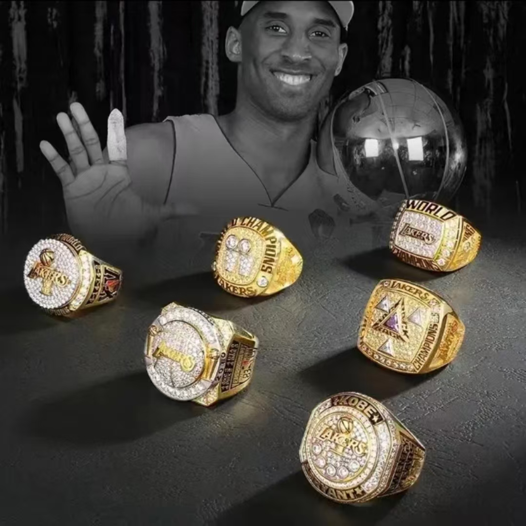 曼巴科比湖人五冠退役nba奖杯套装篮球球迷版收藏戒指詹姆斯正版